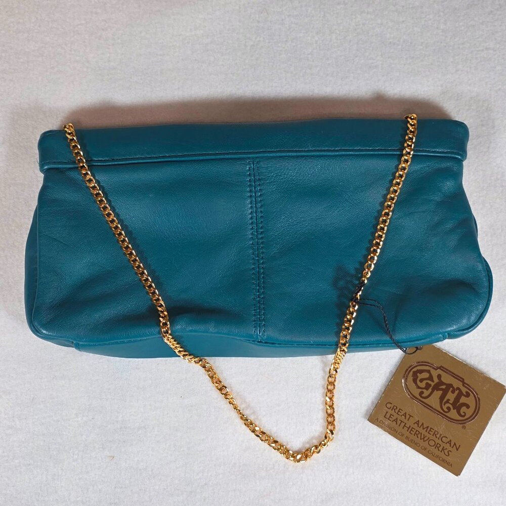 Teal Treasure: Genuine Leather Clutch Bag — NWT!
